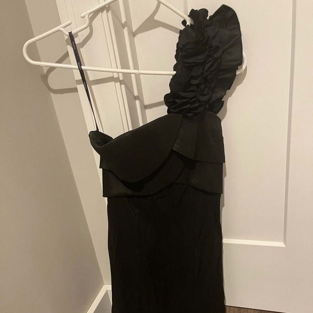Juniors one shoulder black mini dress